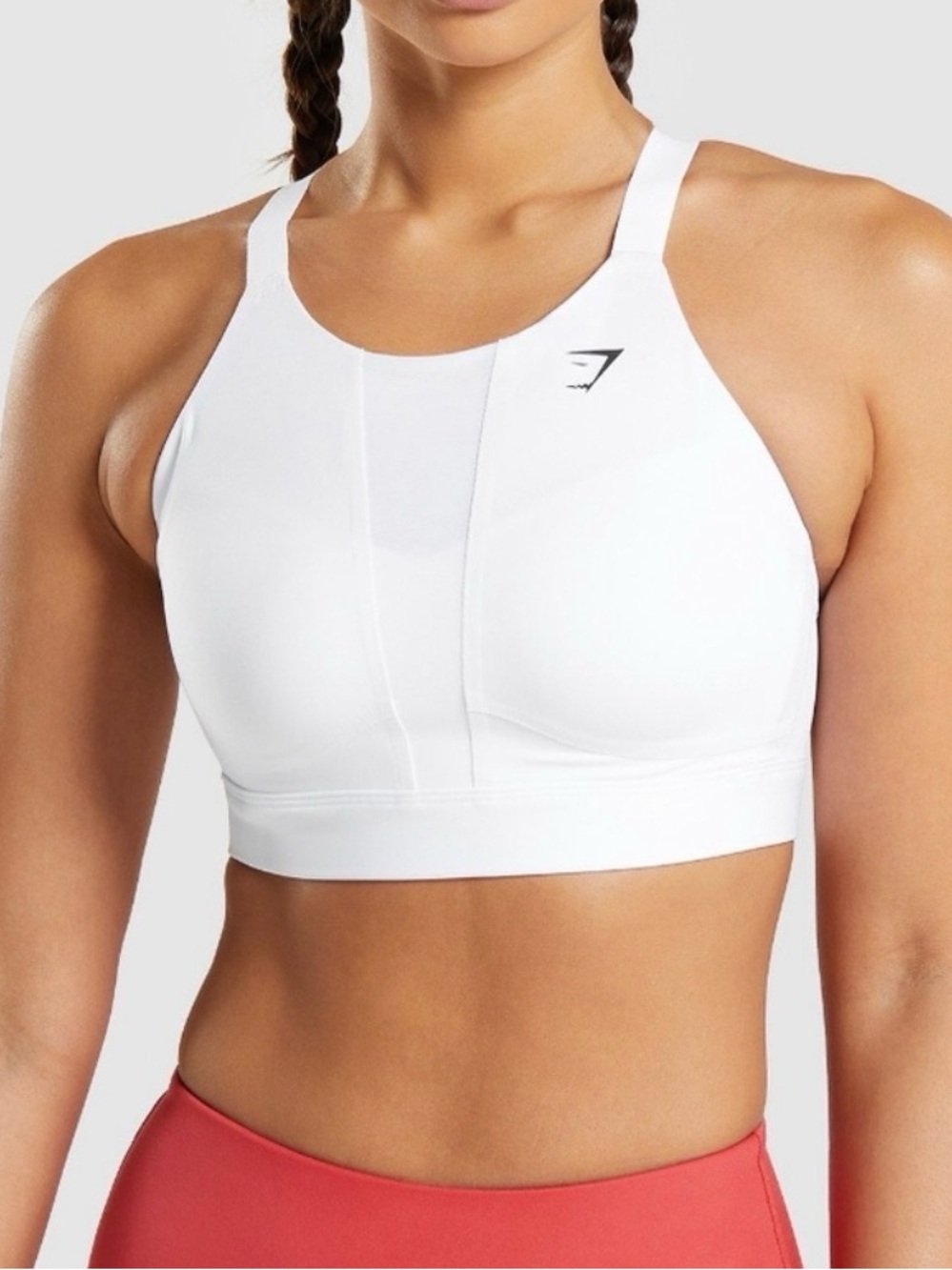 Gymshark White High-Neck Seamless Sports Bra